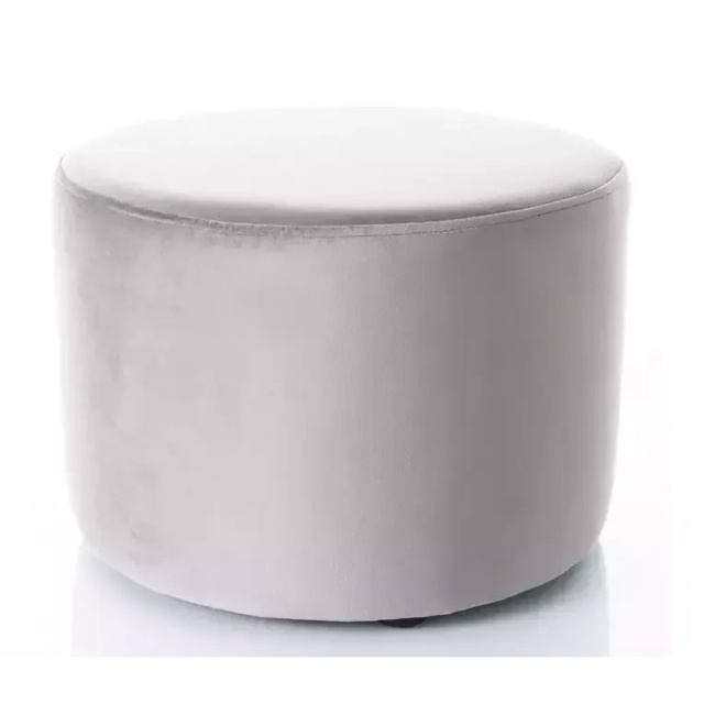 Puf rotund gri din catifea 43 cm Doti A The Home Collection