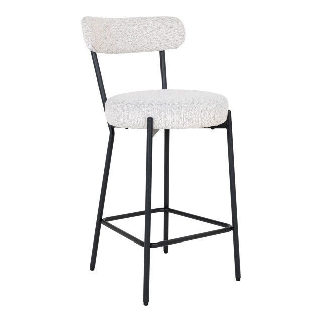 Scaun bar alb/negru din textil Badalona Boucle House Nordic