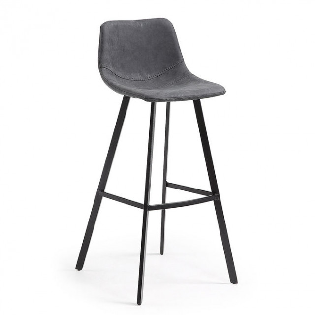 Scaun bar gri din piele ecologica Alve Kave Home