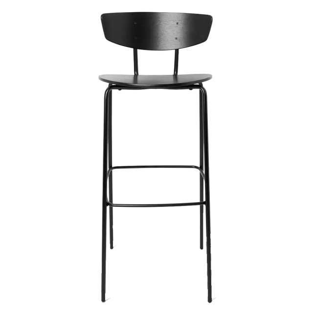 Scaun de bar negru din metal Hermann High Ferm Living