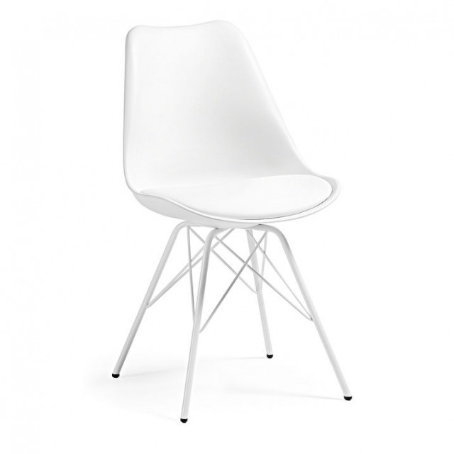 Scaun dining alb din piele ecologica Ralf Kave Home