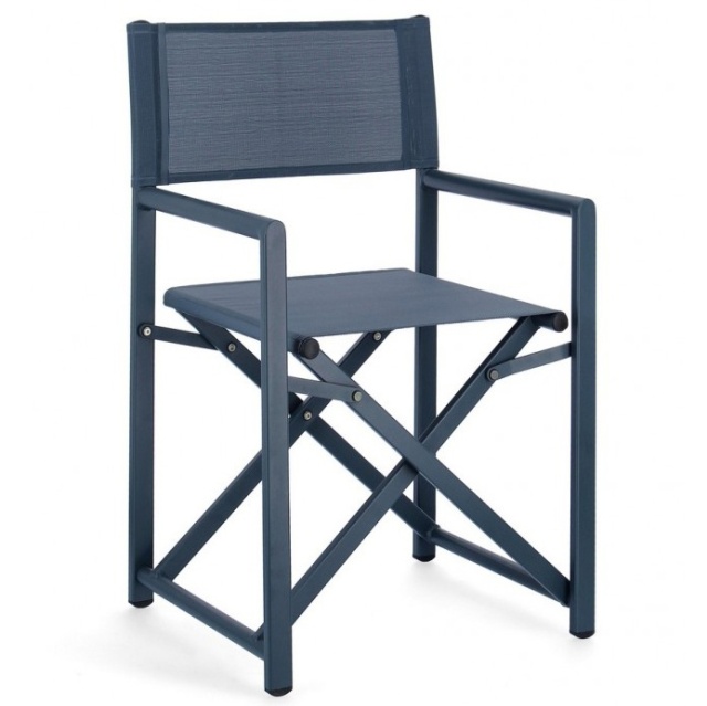 Scaun dining exterior pliabil albastru navy din metal Taylor Bizzotto