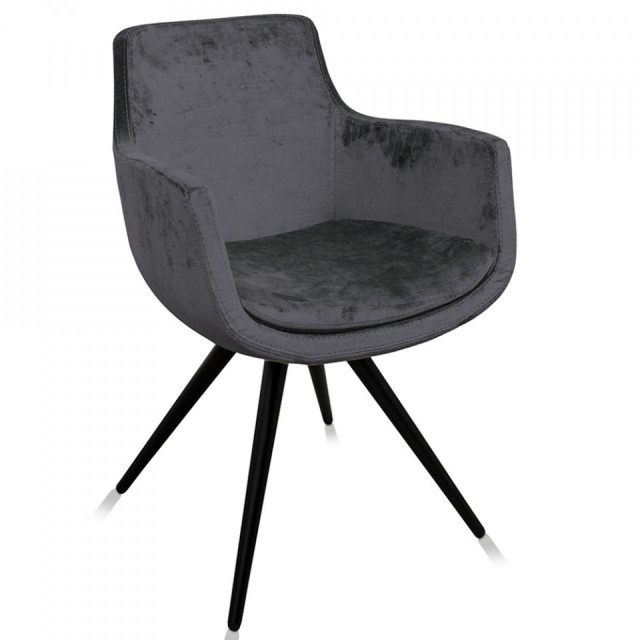 Scaun dining gri carbune din bumbac Hoxton Versmissen