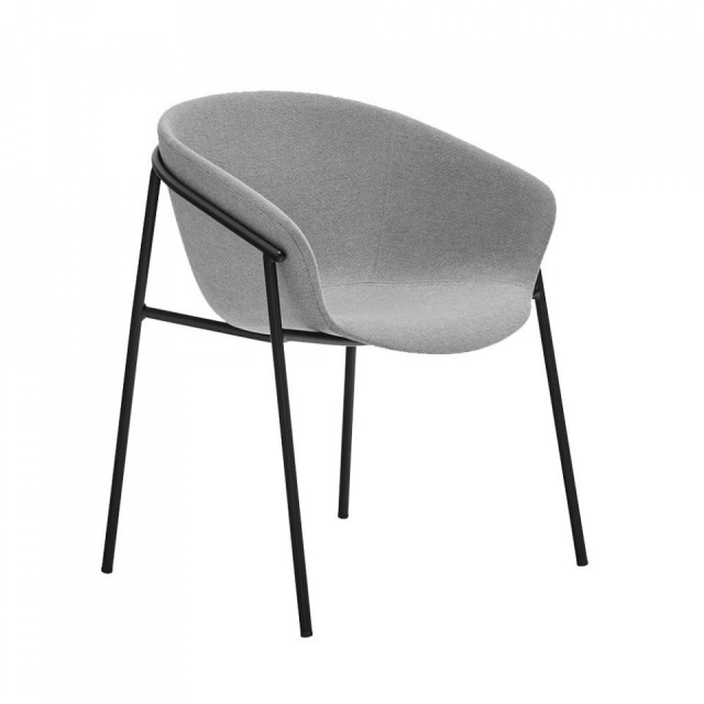 Scaun dining gri deschis/negru din textil Hug Teulat