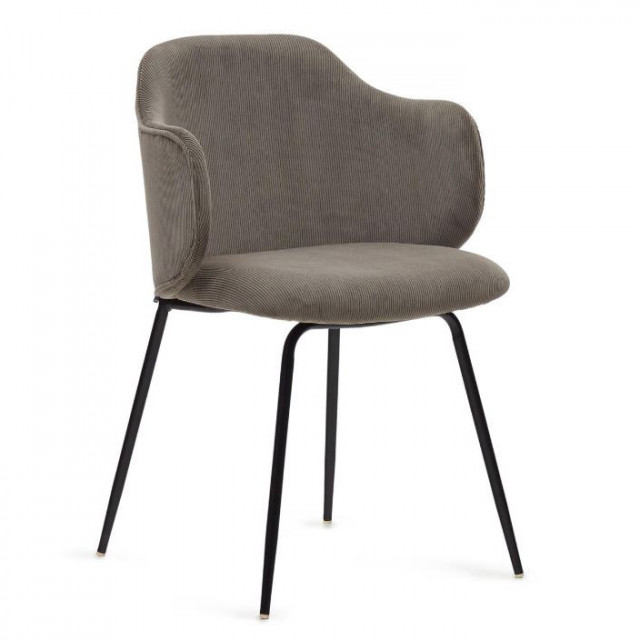 Scaun dining gri din textil Yunia Kave Home
