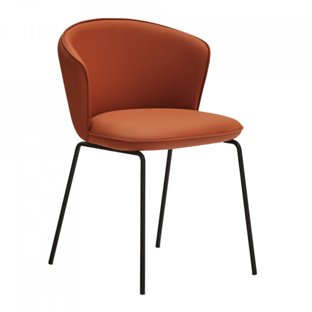 Scaun dining maro teracota/negru din piele ecologica Add Teulat
