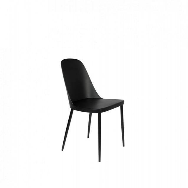 Scaun dining negru din plastic si metal Pip All Black The Home Collection