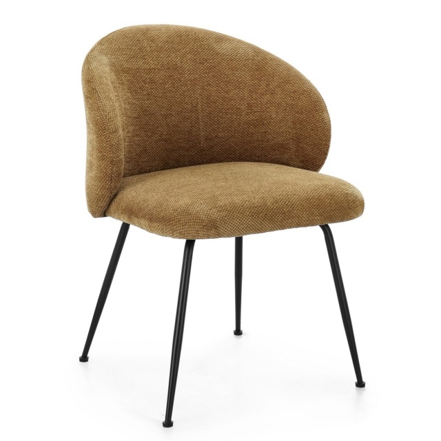 Scaun dining ocru din textil Geisen Bizzotto