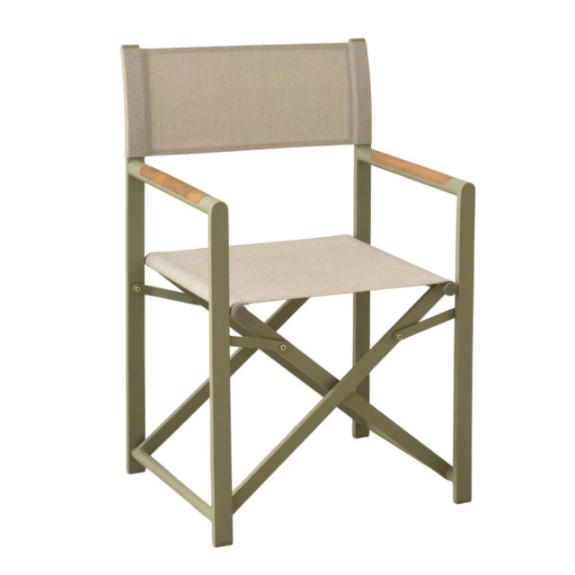 Scaun dining pliabil exterior alb/verde din textil Salines Besolux