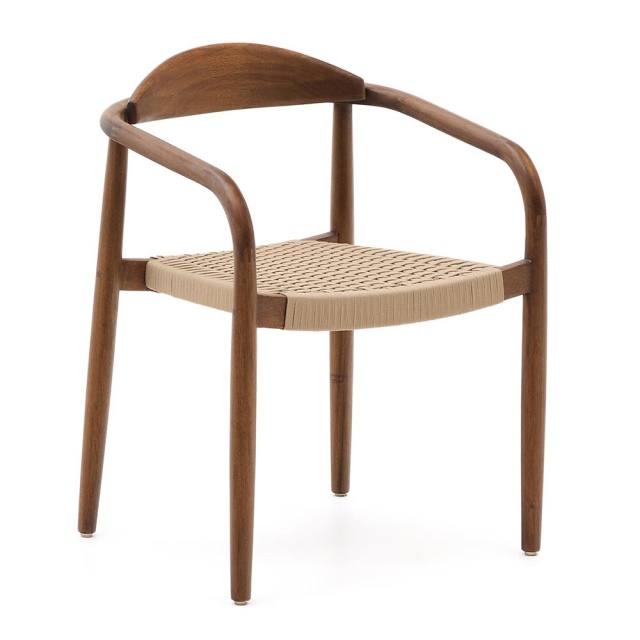 Scaun exterior dining maro/crem din lemn Nina Kave Home