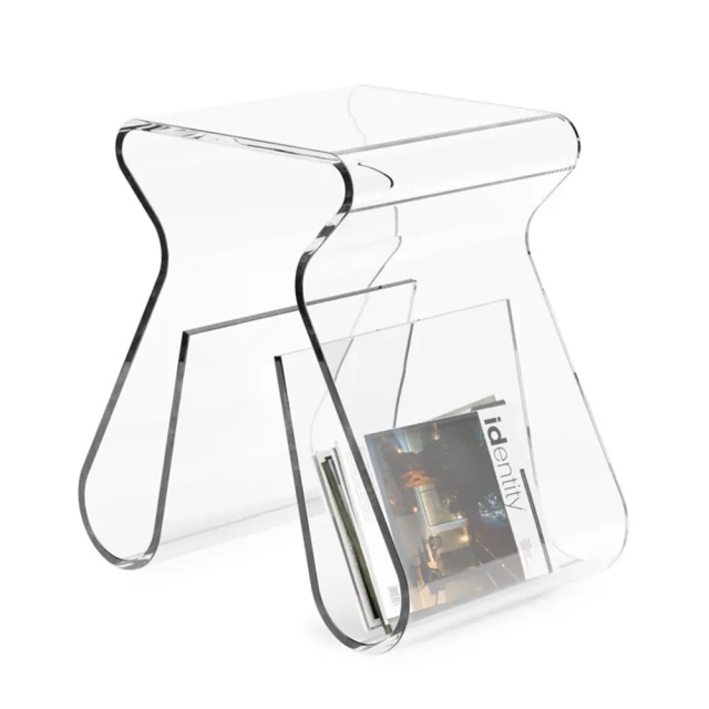 Scaunel cu suport pentru reviste transparent din plastic Magino Umbra