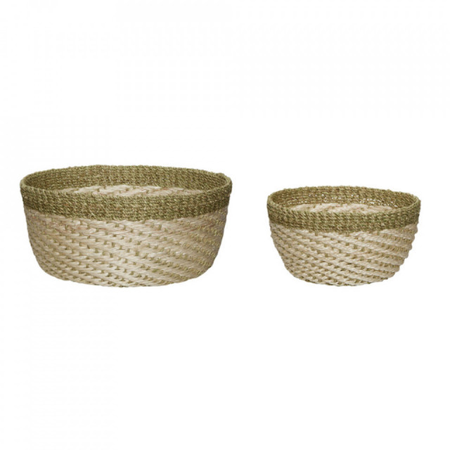 Set 2 cosuri kaki/maro din fibre naturale Palm Hubsch