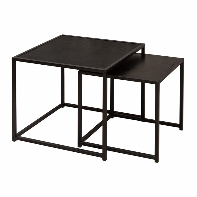 Set 2 mese laterale negre din lemn si metal Slim Line The Home Collection