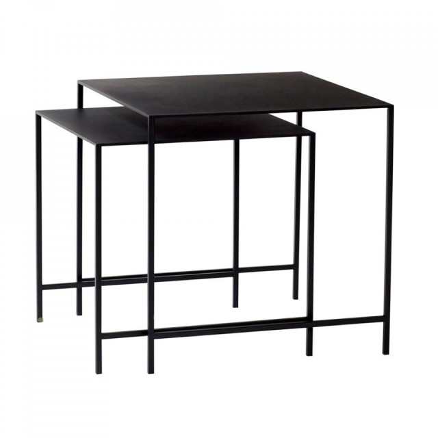 Set 2 mese laterale negre din metal Duo Hubsch