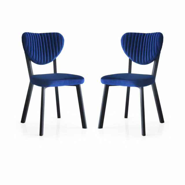 Set 2 scaune dining albastru navy/negre din textil Beta The Home Collection