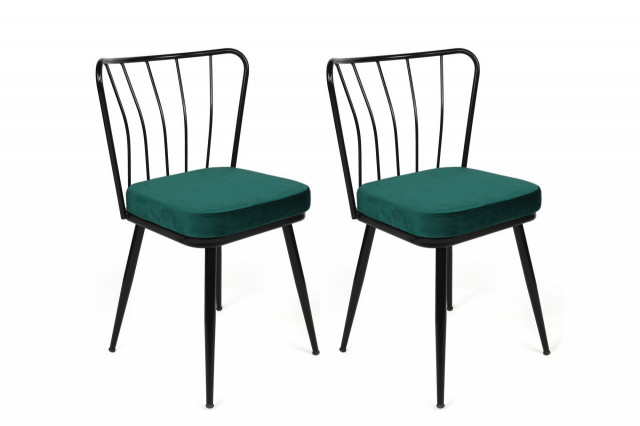 Set 2 scaune dining verzi/negre din catifea Ydal The Home Collection