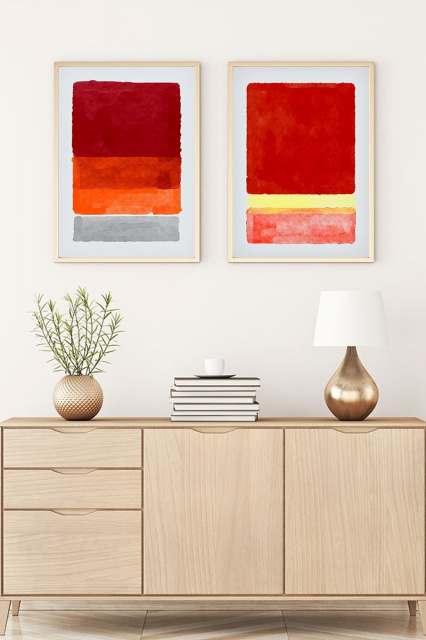 Set 2 tablouri multicolore din lemn 50x70 cm Throw The Home Collection