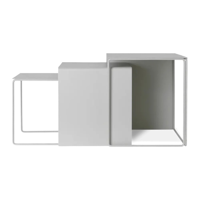 Set 3 mese de cafea gri din metal Cluster Ferm Living