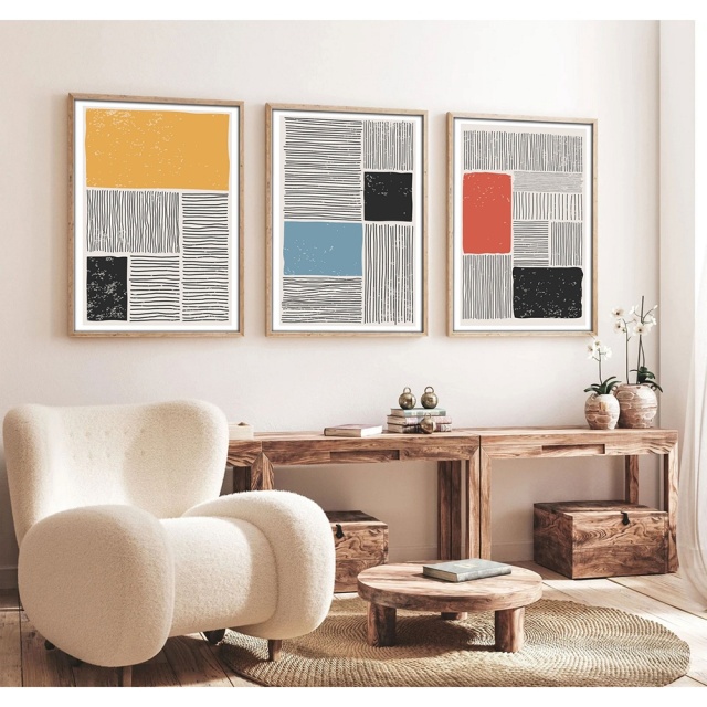 Set 3 tablouri multicolore din lemn 50x70 cm Axel The Home Collection