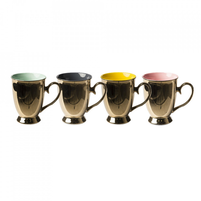 Set 4 cani aurii/multicolore din ceramica 300 ml Legacy Pols Potten