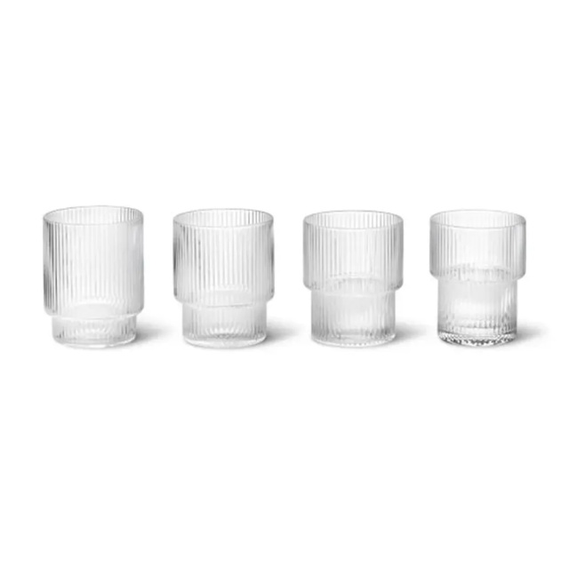 Set 4 pahare transparente din sticla 200 ml Ripple Ferm Living