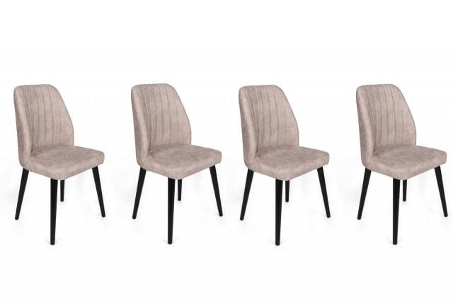 Set 4 scaune dining crem/negre din catifea Alfa The Home Collection
