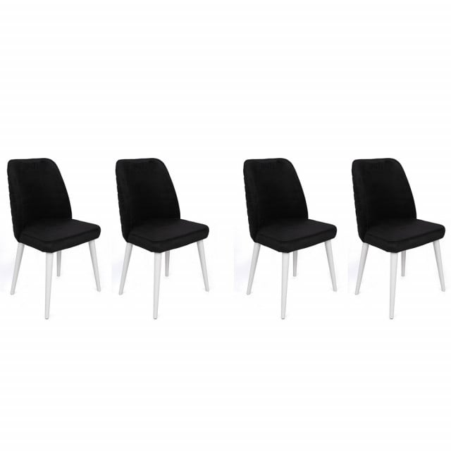 Set 4 scaune dining negre/albe din catifea Tutku The Home Collection