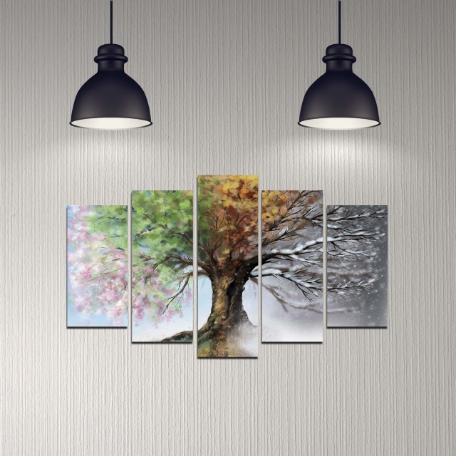 Set 5 tablouri multicolore Tree Stages The Home Collection
