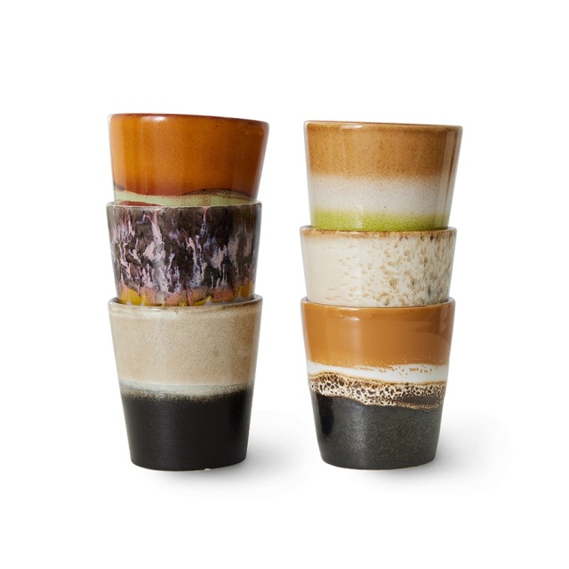 Set 6 cani multicolore din ceramica 230 ml 70s Soil HKliving