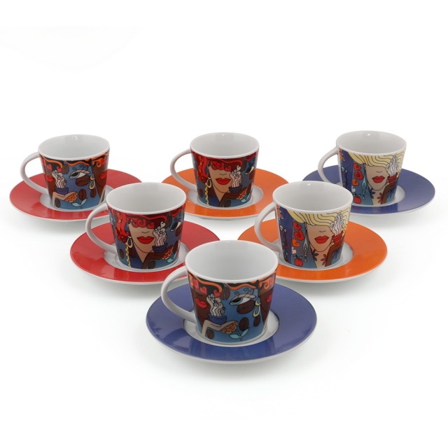 Set 6 cesti cu farfurioare multicolore din ceramica 6x8 cm Zella The Home Collection