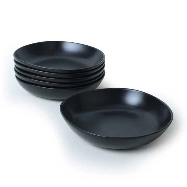 Set 6 farfurii adanci negre din ceramica 22 cm Koh The Home Collection