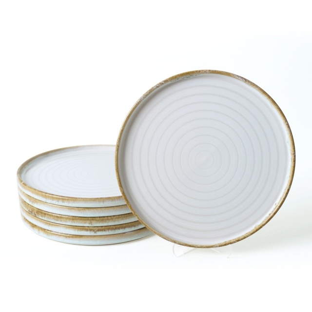 Set 6 farfurii intinse albe din ceramica 27 cm Qaz The Home Collection