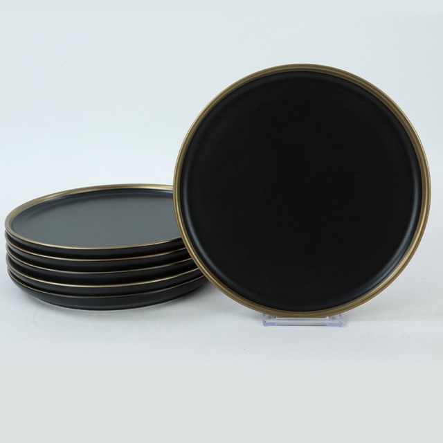 Set 6 farfurii pentru desert negre/aurii din ceramica 22 cm Class The Home Collection
