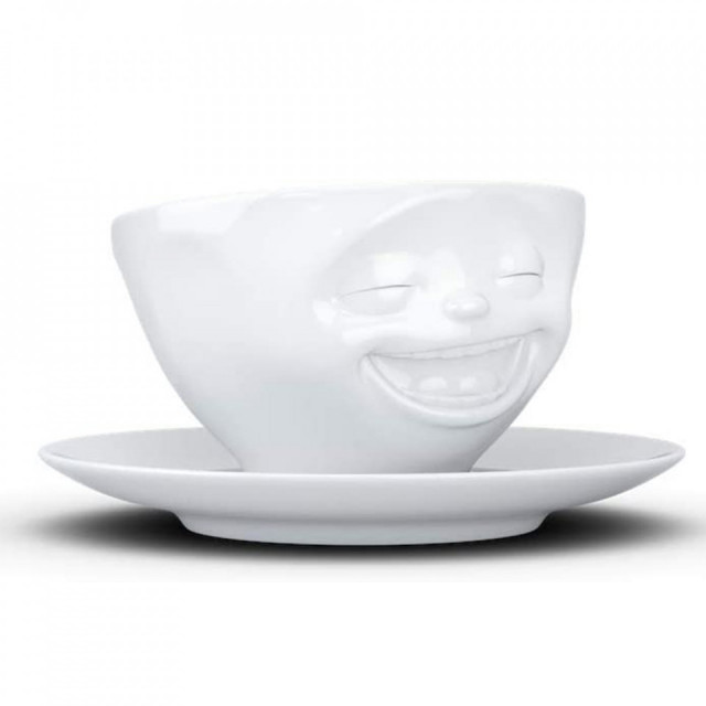 Set ceasca cu farfurioara alba din ceramica 200 ml Laughing Tassen