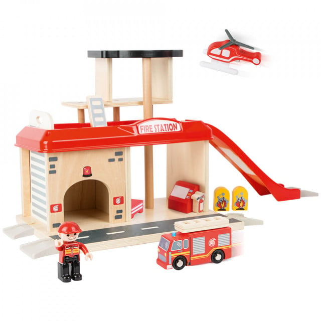 Set de joaca 15 piese din plastic Fire Station small foot