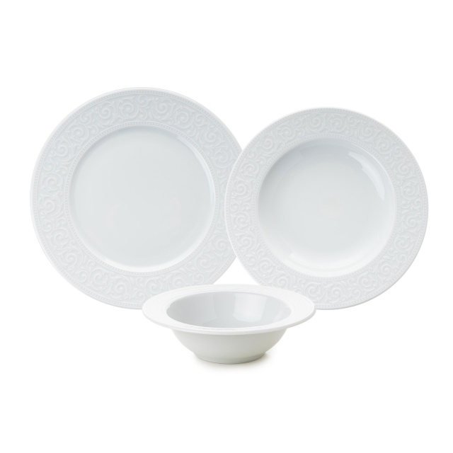 Set de masa 18 piese albe din ceramica Dave The Home Collection