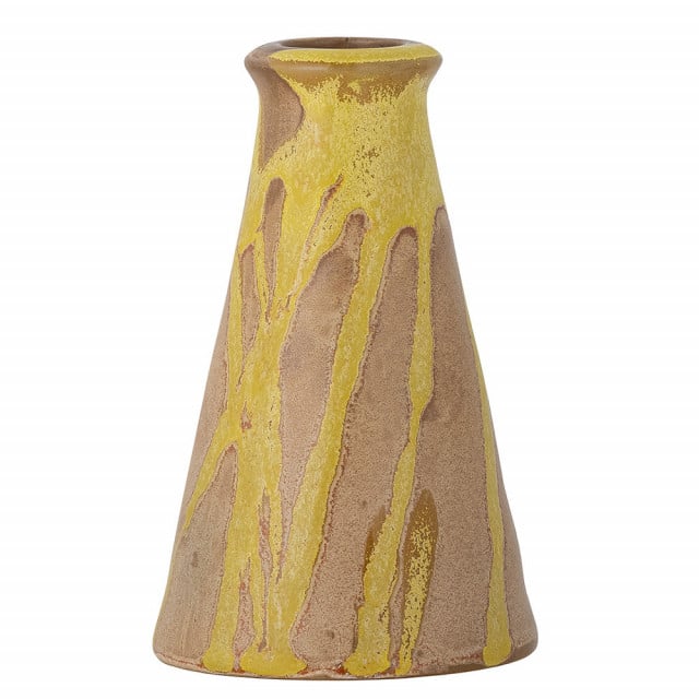 Suport lumanare galben/maro din ceramica 12 cm Savitri Bloomingville