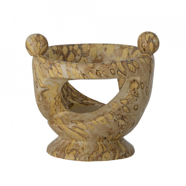 Suport lumanare maro din ceramica 13 cm Melucca Bloomingville