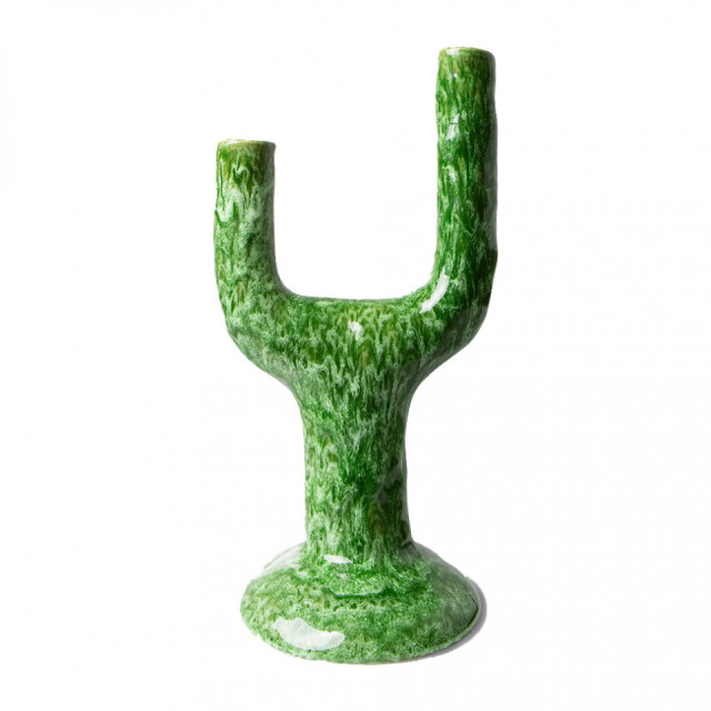Suport lumanari verde din ceramica 28 cm Emeralds HKliving