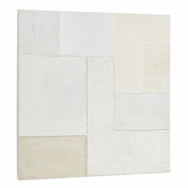 Tablou alb din canvas si MDF 100x100 cm Pineda Kave Home
