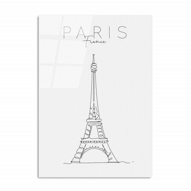 Tablou alb/negru din sticla 70x100 cm Eiffel The Home Collection