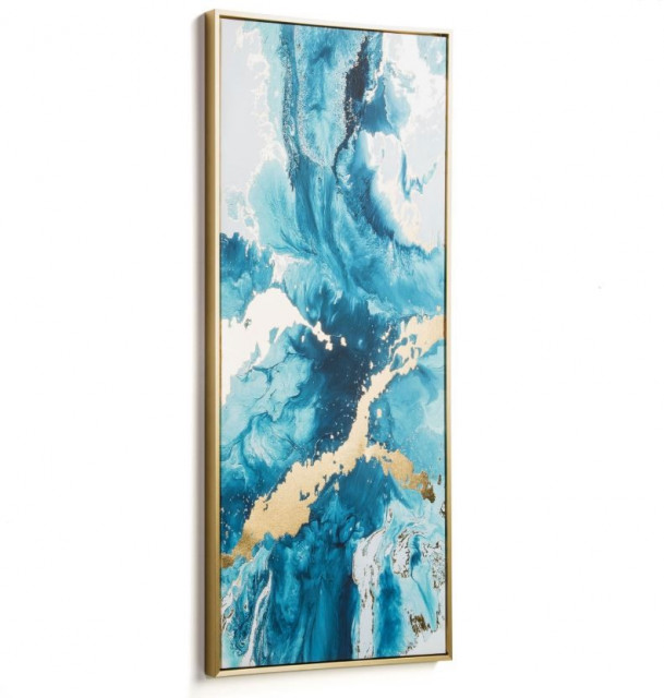 Tablou albastru din fibre naturale 50x120 cm Iconic Kave Home