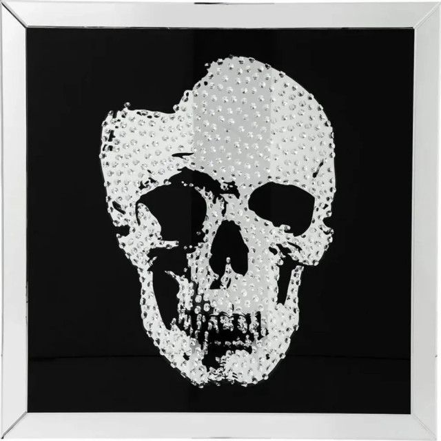 Tablou argintiu/negru 100x100 cm Skull Kare