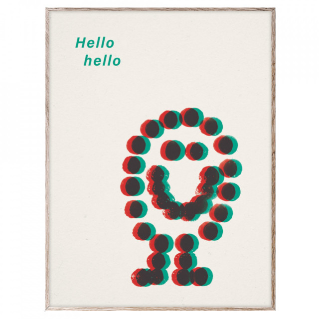 Tablou cu rama din lemn de stejar 30x40 cm Hello Hello Green Paper Collective