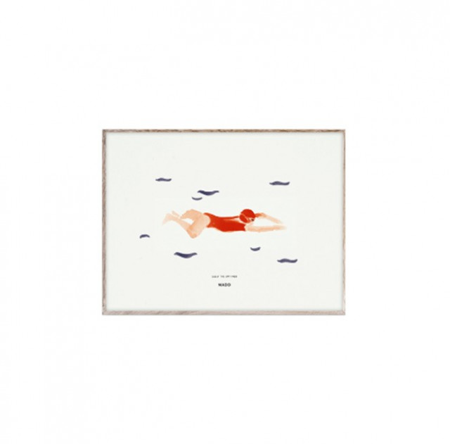 Tablou multicolor cu rama din lemn 30x40 cm Sally the Swimmer Paper Collective