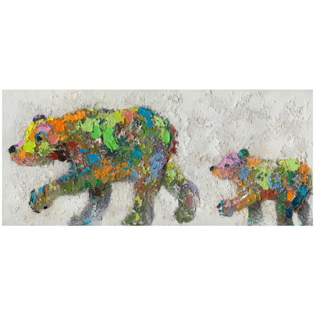 Tablou multicolor din canvas si lemn 70x160 cm Bears Ter Halle