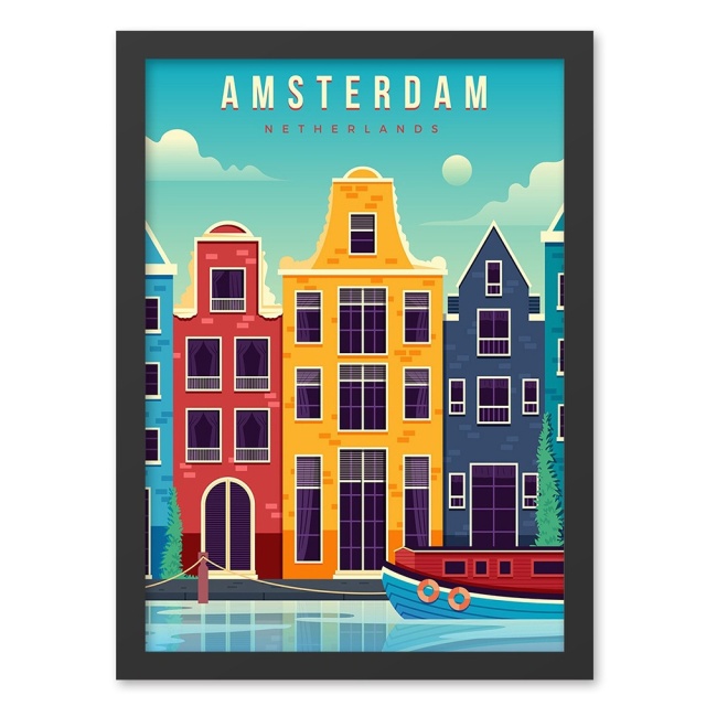 Tablou multicolor din lemn 40x55 cm Amsterdam The Home Collection
