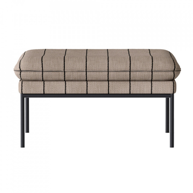 Taburet patrat bej nisipiu/negru din textil 80x80 cm Pasadena Ferm Living