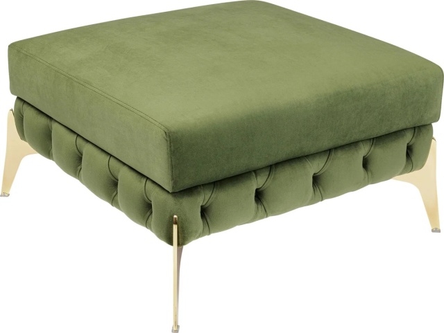 Taburet patrat verde din catifea 80x80 cm Bellissima Kare