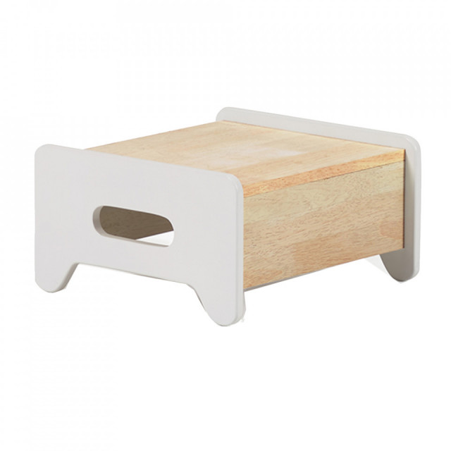 Taburet pentru copii dreptunghiular alb din MDF si lemn de pin 29x32 cm Cecilia Kave Home